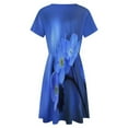 thumbnail image 5 of Blue Flowers Short Sleeve Dress Women Summer Evening Dresses Ladies Sundress, 5 of 7