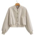 thumbnail image 1 of LOVZFMLL Vestes pour Femmes et Manteau d'Hiver en Laine à Col Rabattu Trench Long Pardessus, 1 of 3
