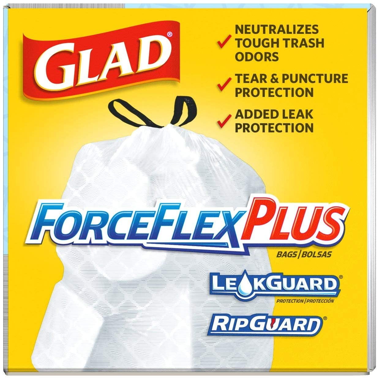 Glad ForceFlex Plus 13 Gal. Tall Kitchen White Trash Bag (20-Count)