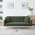 thumbnail image 2 of SYNGAR Convertible Sleeper Sofa Bed with 2 Pillows, Teddy Fleece Upholstered Futon Sofa Bed with Adjustable Backrest and Solid Wood Frame, Modern Sofa for Apartment Livingroom, Green, 2 of 7