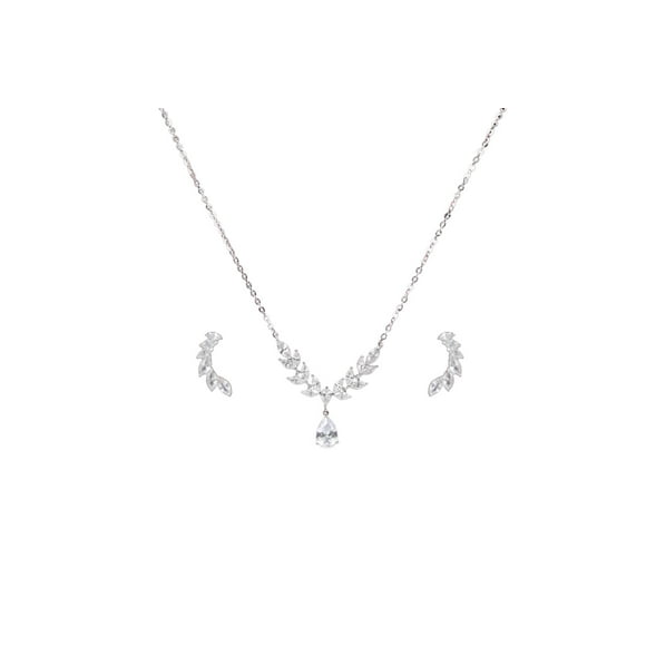 Amore Ensemble de Bijoux en Argent Sterling avec Boucles d'Oreilles Zircon Cubique Floral
