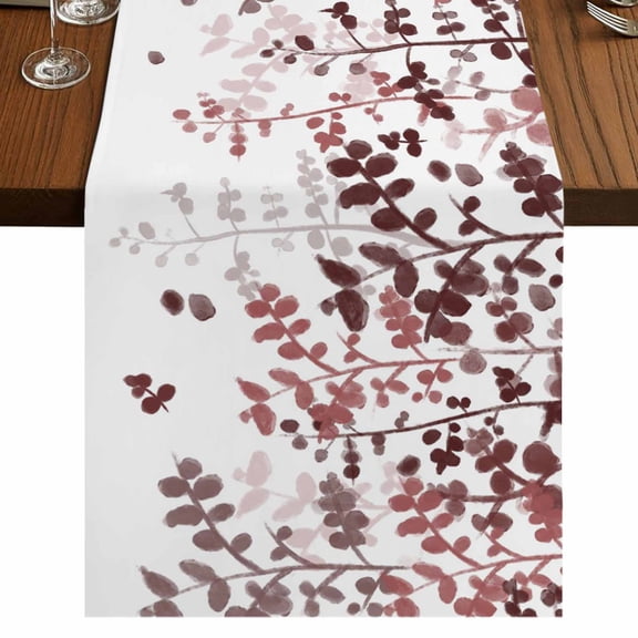Table Runners 90 Inches Long Dress Scarves, Leaves Farmhouse Coffee/Dining/Kitchen Table Runner for Living Room, Pink Brown Summer Botanical 13x90 Inch