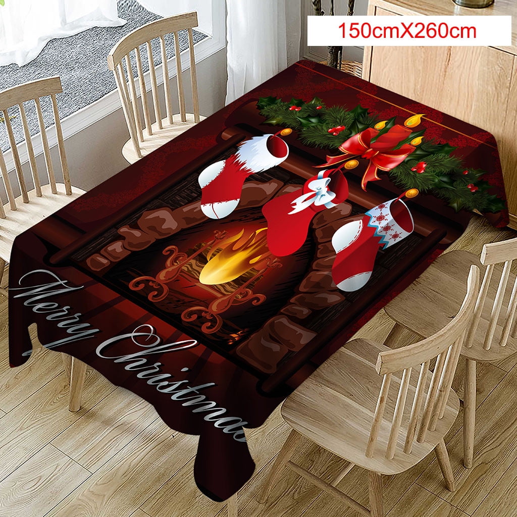Tailored Christmas Tablecloth Print Rectangle Table Cover Holiday Party