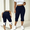 thumbnail image 5 of Women's Plus Size Capri Leggings Bowknot Split Back Soft Stretch High Waisted Workout Yoga Cute Summer Capris (5XL, Navy), 5 of 8