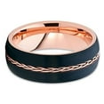 thumbnail image 2 of 8mm - Rose Gold Tungsten - Black Wedding Band - Braid Ring - Tungsten Ring (7.5), 2 of 3