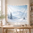 thumbnail image 5 of Snowy Mountain Valley with Frosted Pines, Serene Minimalist Style for Nature Lovers, Winter Landscape Art, Christmas Gift, Tapestry Wall Hanging for Bedroom and Living Room, 5 of 7