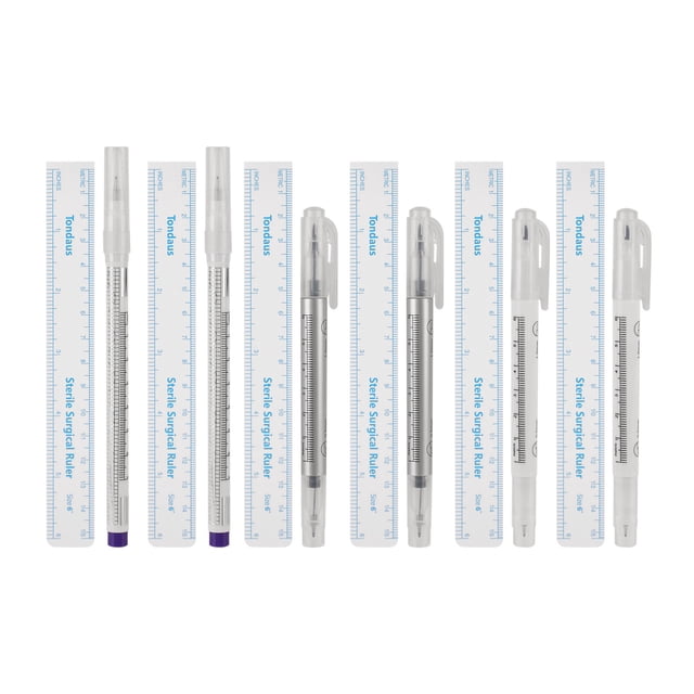 Atomus Pen Marker & Positioning Ruler Set Brow Kit 6pcs Body Art Pen with Rulers Eyebrow Supplies