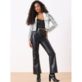 thumbnail image 4 of DARING DIVA Women's Lapel Collar Open Front Crop Sparkle Blazer Cardigan L Silver, 4 of 6