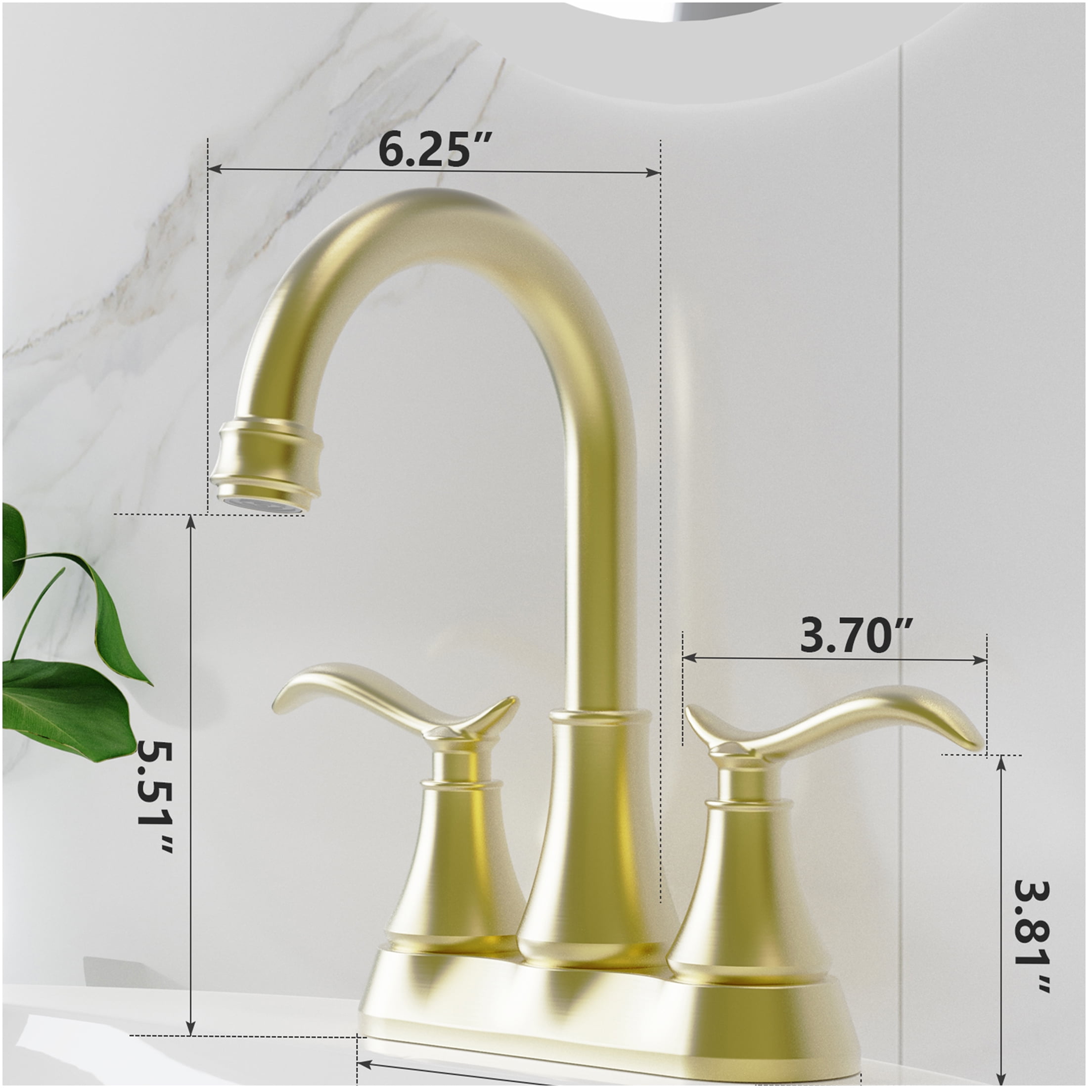 JERFIT 4 inch Centerset Bathroom Sink Faucet with Drain, Brushed Gold 2-Handle High Arc Swivel Spout, Water Saving Deck Mount Vessel Vanity Faucet
