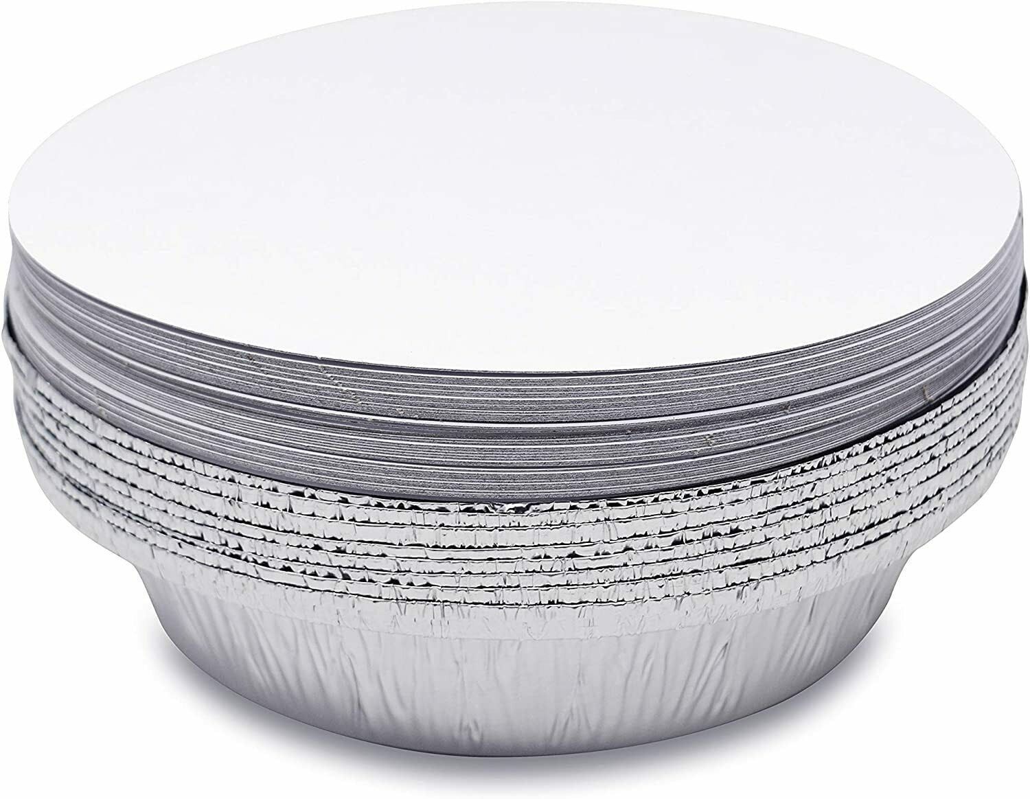 7 Inch Round Aluminum Foil Pan 24 oz, 1.5 lb, 0.75 Quart Disposable