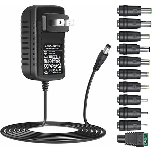 xixishop Universal AC Adapter 12V 2A Power Supply Charger 24W AC110V to DC12V 2000mA 1500mA 1000mA 500mA Power Driver 11 DC Plug Tips 12 Volt Converter Inverter Transformer ac dc Adapter(DC12V~2A)