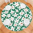 thumbnail image 2 of Daisy Print Elastic Tablecloth for Round Table, Water-Resistant Polyester for Kitchen, Garden, or Picnic Use, Spring Style, Fits 44-52 Inch Indoor or Patio Table, 2 of 7