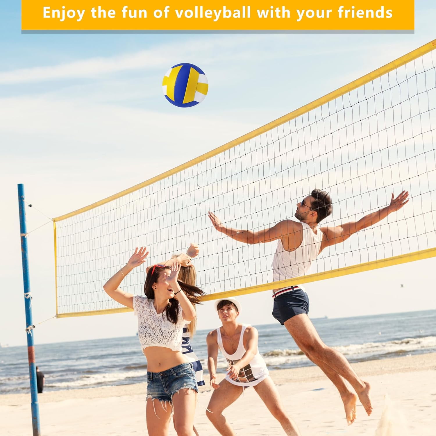 Magicorange 6 Pack Volleyball Ball, Official Size 5 Soft PU Leather Recreational Volleyballs with Pump & Mesh Bag for Beach Play, Game,Gym,Training (Multicolor)