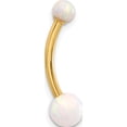 thumbnail image 2 of 14K Yellow Gold 14 Gauge Polished Created Opal Navel/Belly Ring(Length 22.25) - Jbsp, 2 of 5