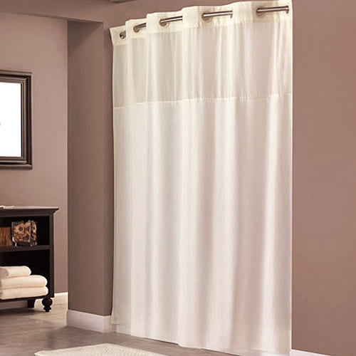 Hookless Beige Polyester Shower Curtain