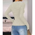 thumbnail image 6 of Women Lace Henley T Shirts Button Down Slim Fit Tops Long Sleeve V-Neck Tunic Top Blouse Light Green XL, 6 of 7