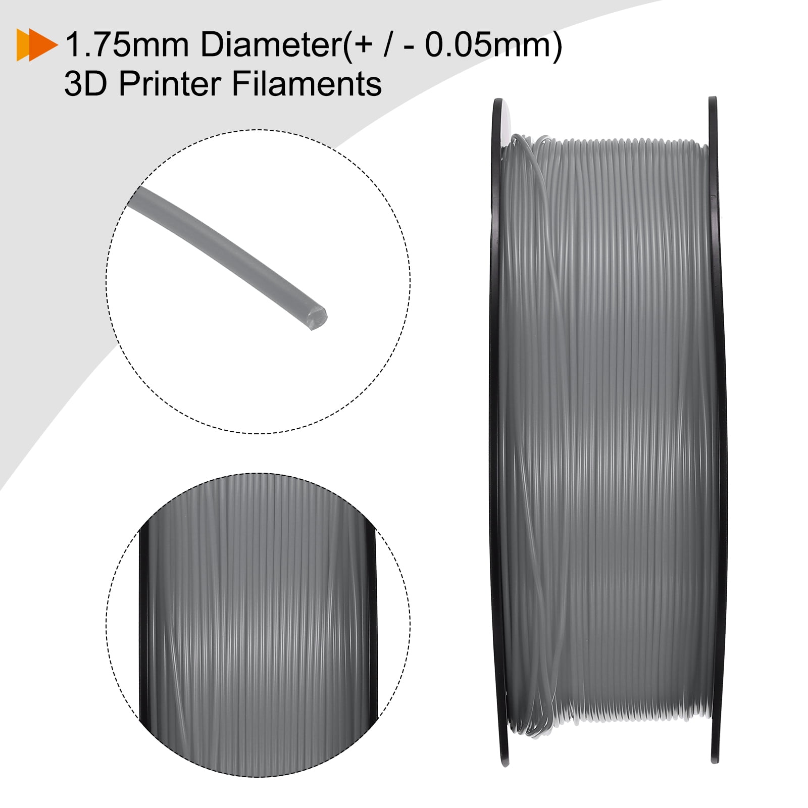 3D Printer Filament 1.75mm PLA Filaments Accuracy +/- 0.05mm Gray