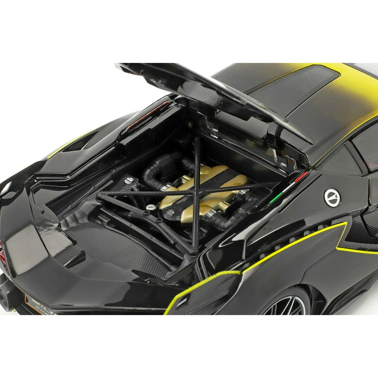 Lamborghini Sian イエローのオープンカー型ミニカー Lamborghini Sian FKP 37 #63 Yellow Metallic and Black 1/18