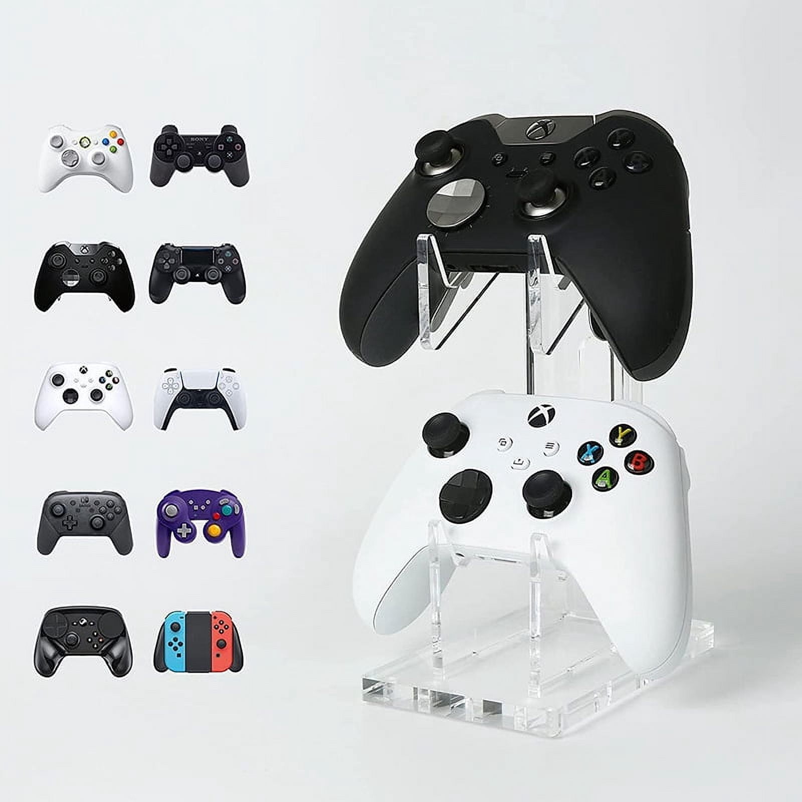 Game Controller Holder 3 Tiers - Universal Dual Controller Stand Headphone Holder, Acrylic Black Controller Display Stand Compatible with Nintendo Switch Xbox PS5 PS4, Desk Mounts for Controller