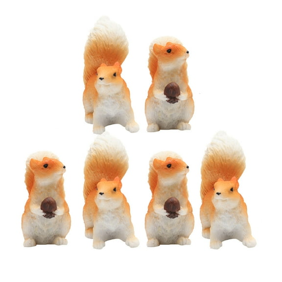 ELAYARD 6Pcs Durable Resin Squirrel Figurines Orange for Flowerpot and Yard Decoration