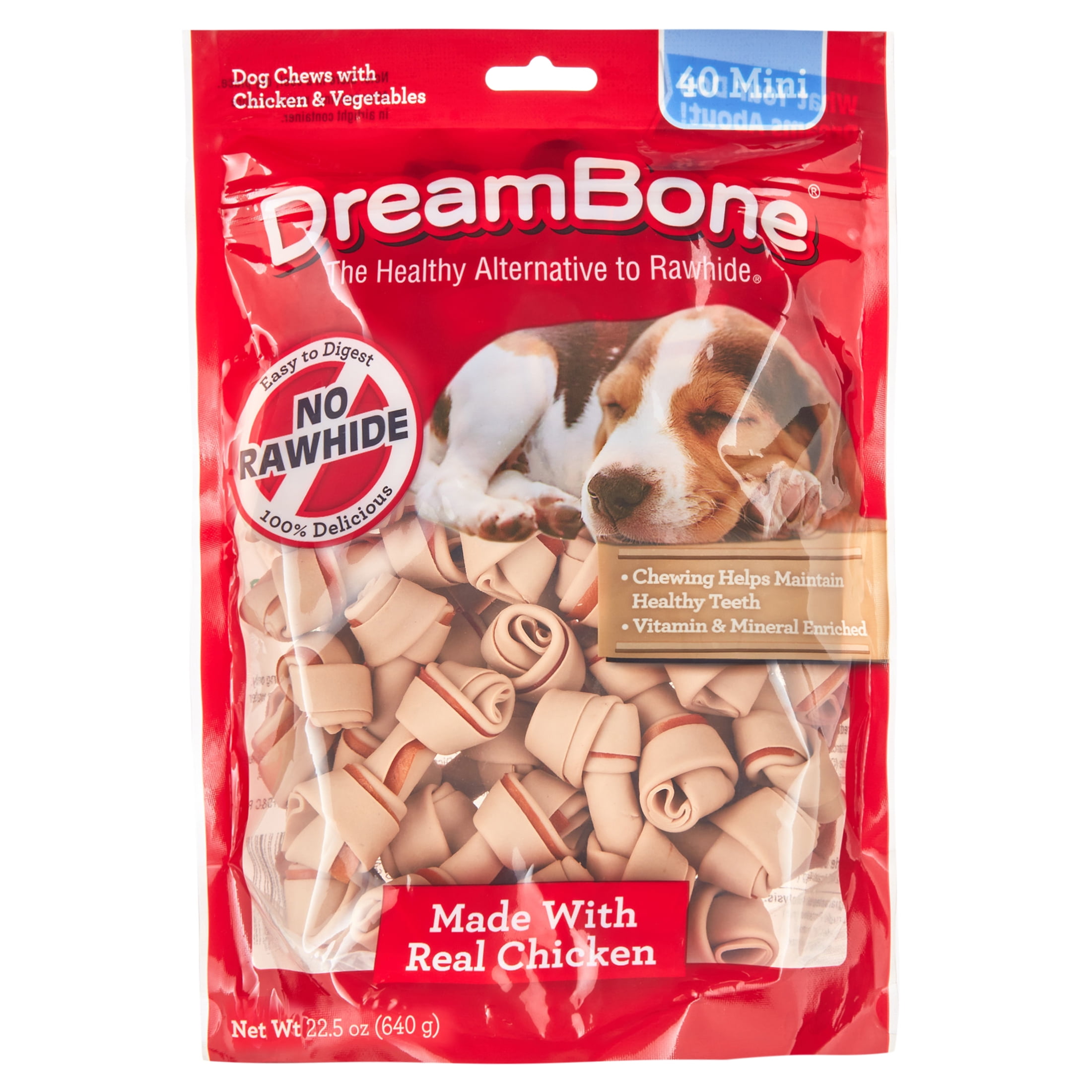 DreamBone Chicken Flavored Rawhide-Free Dog Chews, Mini, 22.5 Oz. (40 Count)