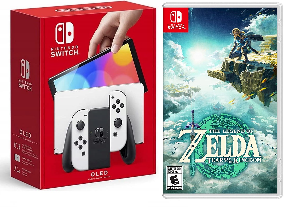 Nintendo Switch OLED White Bundle with Zelda Tears of the Kingdom Game