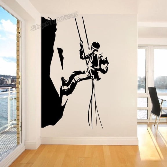 Climber Climbing Wall Decal Vinyl Climbing Sign Mountains Climbing Poster Extreme Sports Wall Stickers for Bedroom Decor 57x35cm