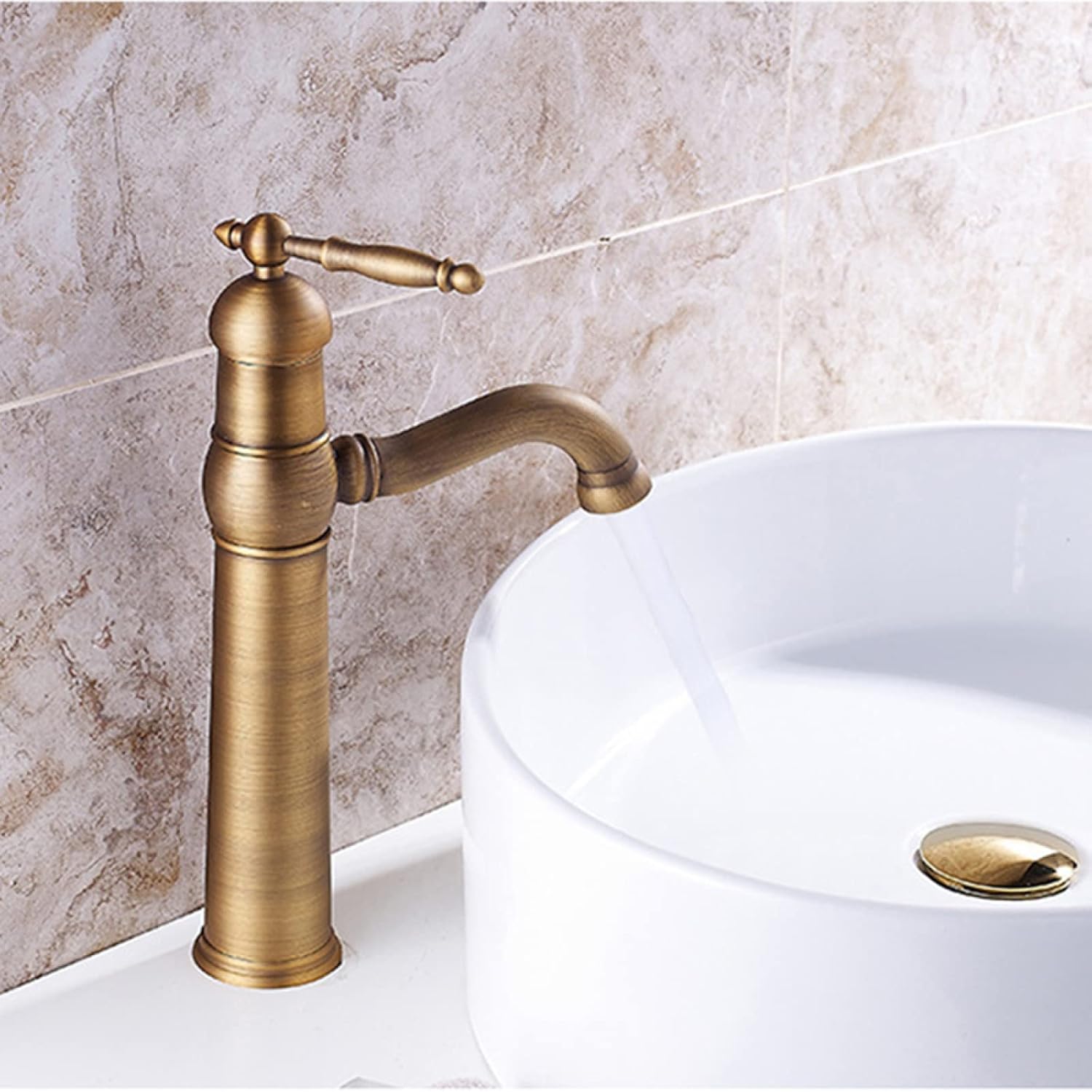 Vintage Bathroom Faucet, 360 Degree Swivel Spout Bathroom Sink Faucet, Cold/Hot Water Basin Tap, Bathroom Sink Faucet Single Handle, High