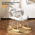 thumbnail image 2 of WLTER 25.6" Extra Wide Criss Cross Nursery Rocking Chair,Cute Curved 115° Reclining Armless Glider,Teddy Small Rocker w/Pillow & Solid Wood for Indoor,Bedroom, Living Room,Teddy Fleece,White, 2 of 8