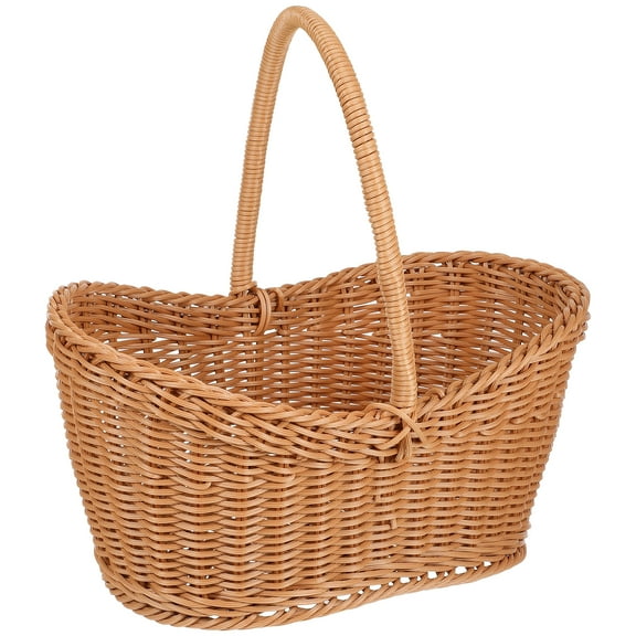 WRISTBIQUE Woven Crafts Basket Plastic Rattan Egg Collecting Picnickers Family Picnics 1Pack