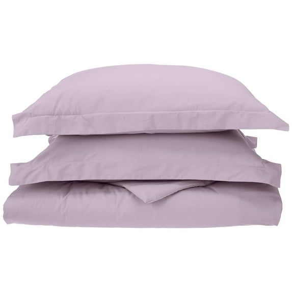 100% Cotton Percale Matte Finish Duvet Cover and Pillow Sham Set Lilac / Twin