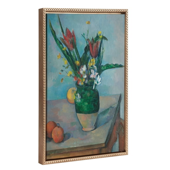 Kate and Laurel Sylvie Beaded The Vase of Tulips, c. 1890 Vintage Framed Canvas Wall Art by The Art Institute of Chicago, 18x24 Gold, Vintage Flower Vase Painting Art for Wall