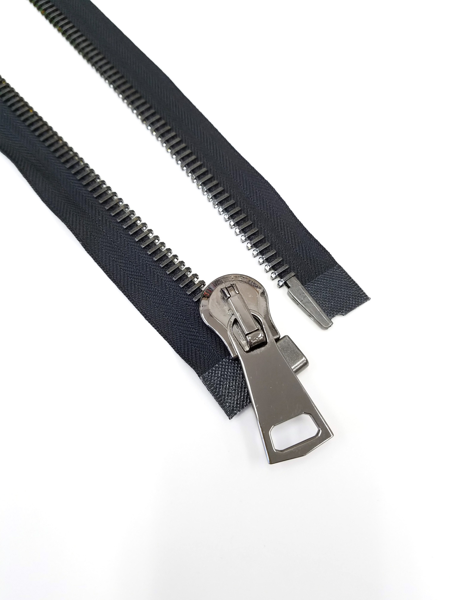 ZPRZ #15 Large & Heavy Shiny Gunmetal Metal High Quality Black 36" Separating Zipper
