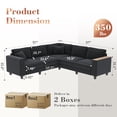 thumbnail image 3 of Modern L-Shaped Sectional Sofa, Corduroy Upholstered Modular Couch With Storage Armrest and Pillows for Living Room Office Apartment, 3 of 14