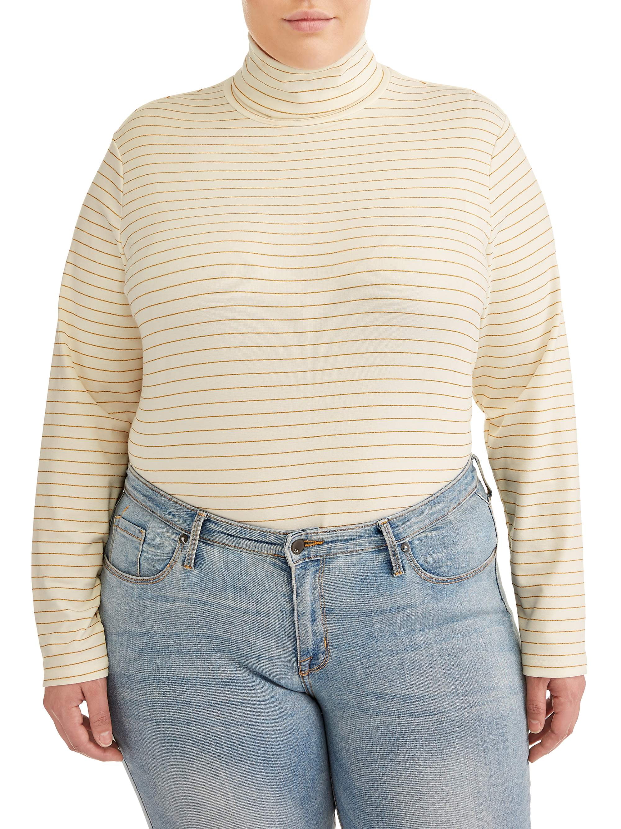 plus size striped turtleneck