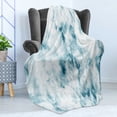thumbnail image 4 of Nature Soft Flannel Fleece Throw Blanket, Fluffy Cloud Skyline Like Marble Motif Grunge and Retro Features Art Image Print, Cozy Plush for Indoor and Outdoor Use, 70" x 90", Turquoise, by Ambesonne, 4 of 5