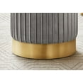 thumbnail image 2 of Monarch Specialties Ottoman, Pouf, Repose Pieds, Tabouret, 14" Rond, Velours, Base De Métal, Gris, Or, Contemporain, Moderne, 2 of 4