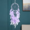 thumbnail image 4 of Dreamcatcher Wall Decor Handmade with Natural Crystal Feathers Wooden Beads Bohemian Style Hanging Ornament | Calming Energy Decoration for Living Room Bedroom Office | 23.62 x 6.3 in, 4 of 6