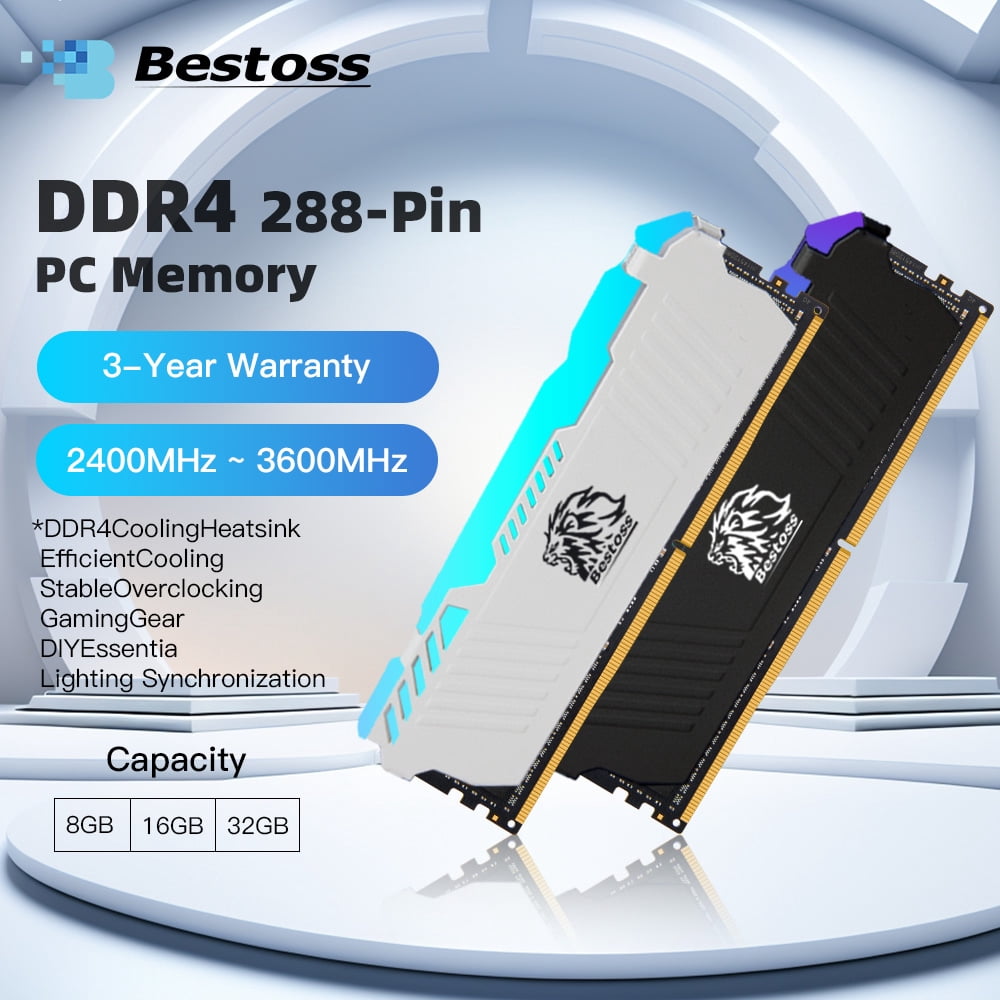 DDR4 RGB PC Memoria 8GB 16GB 32GB 3200MHz DIMM Desktop Computer Memory Rams Support Inter AMD Motherboard 16G(2x8G)3200 White