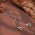 thumbnail image 4 of S925 Sterling Silver Threader Earrings for Women Dainty Long Chain Ear Line with Cubic Zirconia Elegant Dangle Tassel Earrings Heart Earring Wedding Jewelry Christmas Weeding Gifts for Her, 4 of 6