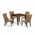thumbnail image 2 of East West Furniture OXFO5-MAH-47 5-Pc Dining Room Table Set Includes 1 Dining Table with Square Table top and 4 Light Sable Linen Fabric Kitchen Chairs Button Tufted Back - Mahogany Finish, 2 of 10