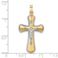thumbnail image 3 of 14k Two-tone and White Rhodium Hollow INRI Crucifix Pendant, 3 of 4