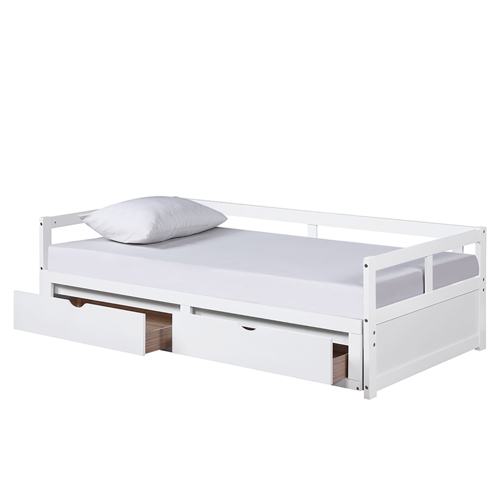 Hassch Wooden Daybed with Trundle Bed and Two Storage Drawers, Extendable Bed Daybed, Sofa Bed for Bedroom Living Room - image 4 of 8