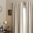 thumbnail image 4 of TOWN & COUNTRY LUXE Davos Solid Linen Texture Indoor Curtains, 100% Blackout with Energy Efficient Lining, Back Tab/Rod Pocket Top, 2-Pack Set, Natural Linen, 50"x84", 4 of 12