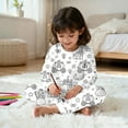 thumbnail image 6 of REDARER Girls Castle DIY Doodle Pajama Set, Long Sleeve Top & Pants Two Piece Outfit, Soft Comfortable Kids Sleepwear & Playful Loungewear,3-4 Years, 6 of 6