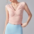 thumbnail image 3 of Hvot&aat Women's Sexy V Neck Slim Fit T Shirt Soft Sleeveless Twist Front Blouse Summer Solid Color Wrap Tops, 3 of 5