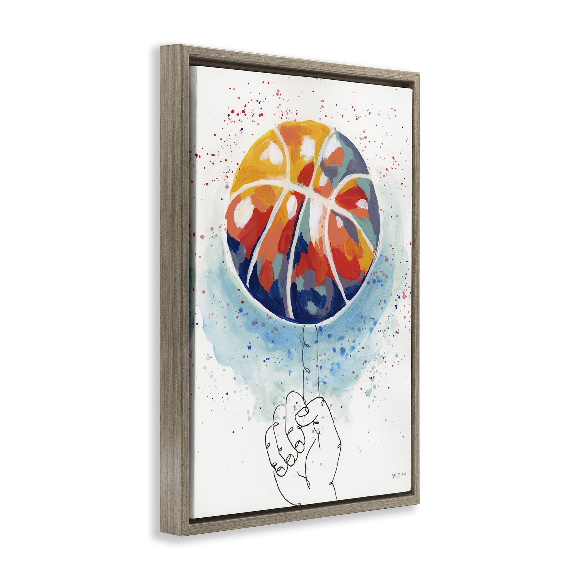 Stupell Industries Abstract Basketball Trick Sports Painting Brown Floater Framed Canvas Art Print Wall Art, 17 x 25