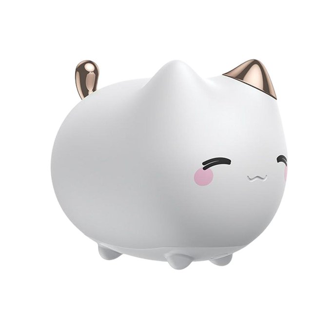 LED de dibujos animados con sensor táctil de animales de silicona luz RGB que cambia color para niños, bebés, niños, habitación, lámpara, Forma de gato Salvador Luz de noche