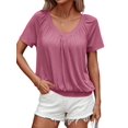 thumbnail image 1 of Camisetas Casuales de Verano para Mujer, Camisetas de Corta con Cuello en V, Camisetas Rojas M, 1 of 7