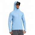 thumbnail image 2 of UTSJKR Men's Thumb Hole UPF 50+ Sun Proof Long Sleeve Hooded Shirt, Quick Dry Athletic Top, Outdoor Sports Beach Daily Anti UV Wear Blue XXL, 2 of 6